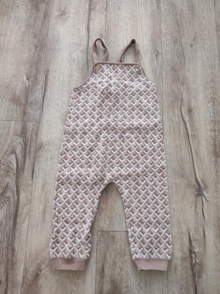 Prachtige gebreide beige roze salopette van H&M, 86. Bio,eco, Broekje, Meisje, Onb, Ophalen of Verzenden