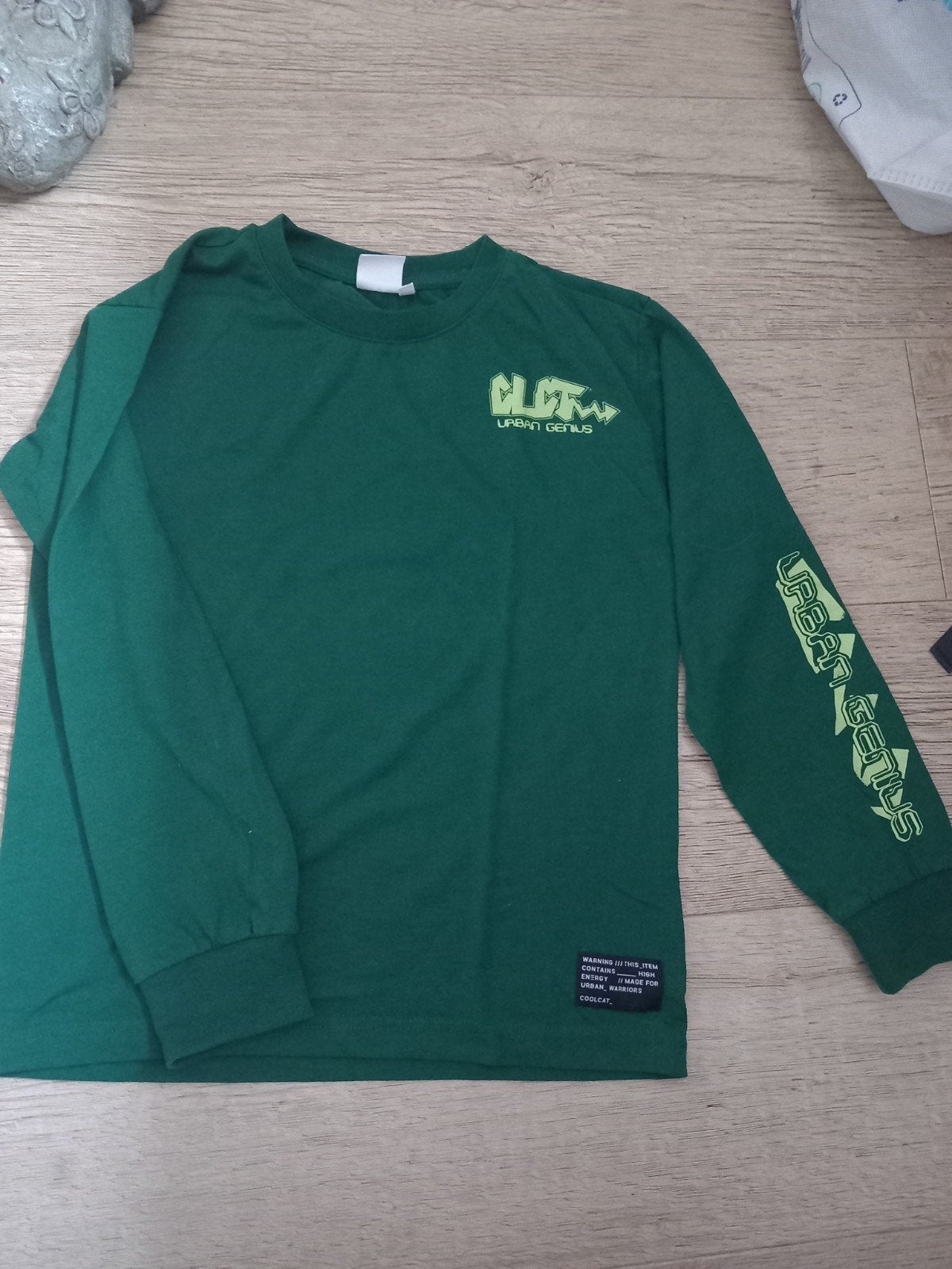 Coolcat T-shirt lange mouwen maat 134/140 groen Urban Genius, Gebruikt, Coolcat, Ophalen of Verzenden, Shirt of Longsleeve