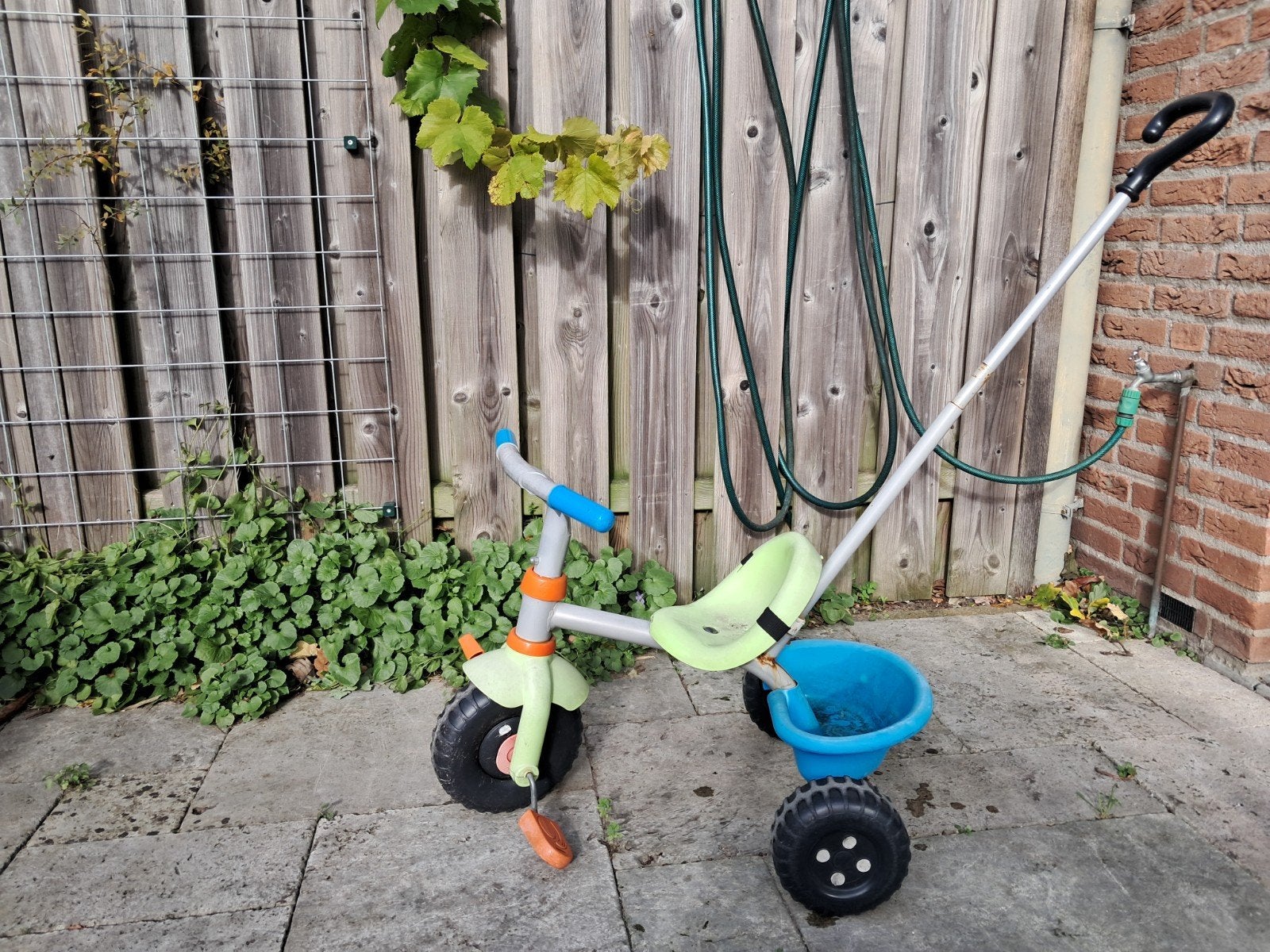 driewieler met afneembare duwstang, Ophalen, Gebruikt, Duwstang