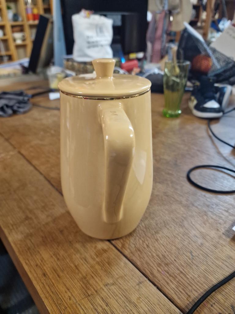 Vintage theepot D.E. (Douwe Egberts), Antiek en Kunst, Antiek | Keramiek en Aardewerk, Ophalen