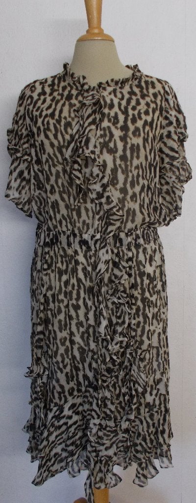 Mooi jurkje in bruintinten animal/jaguar print van Munthe! M, Kleding | Dames, Maat 38/40 (M), Bruin, Verzenden, Zo goed als nieuw