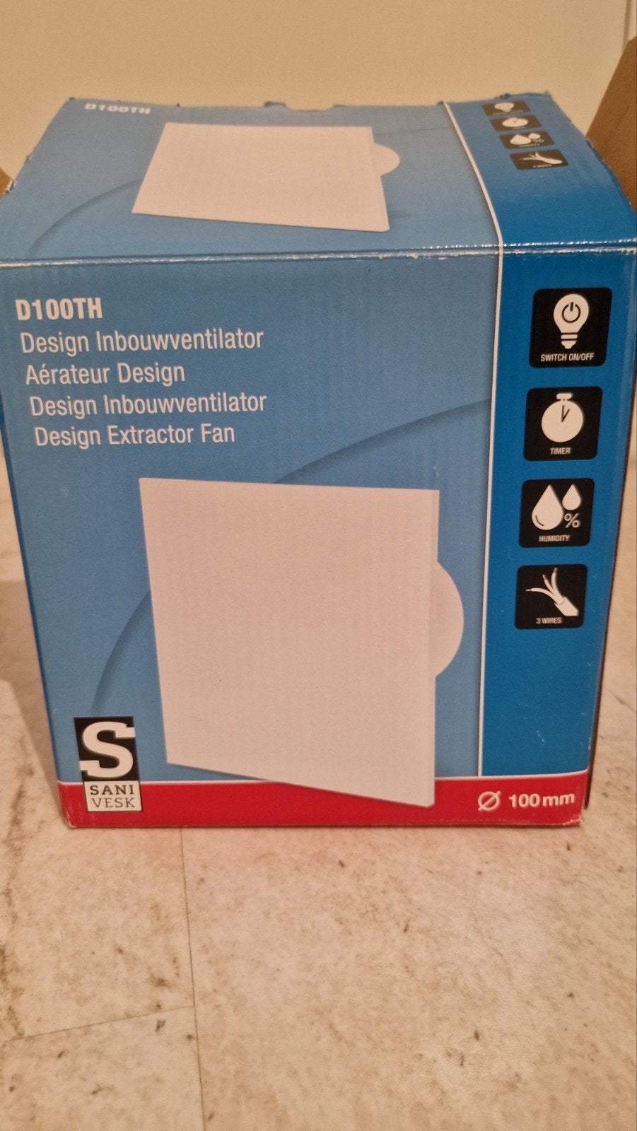 Sani Veski D100TH Design Inbouwventilator - Nieuw, Ophalen of Verzenden, Nieuw, Ventilator