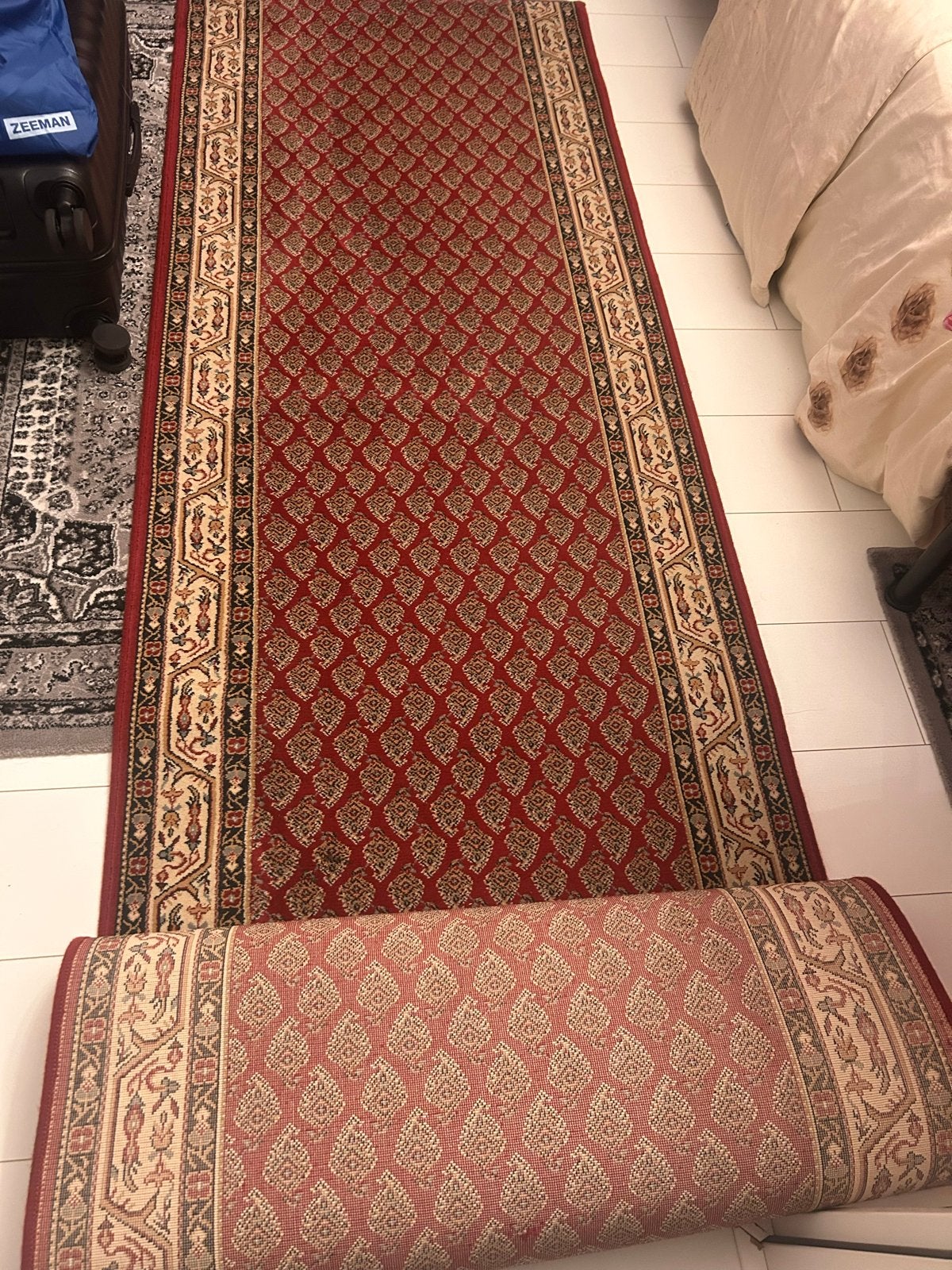 Rood tapijt met patroon - 320cm lang, Ophalen, Gebruikt, 200 cm of meer, 50 tot 100 cm