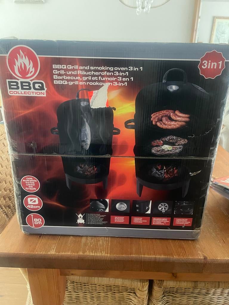 BBQ Grill en Rookoven 3-in-1 - Nieuw in doos, Ophalen, Nieuw, Met accessoires