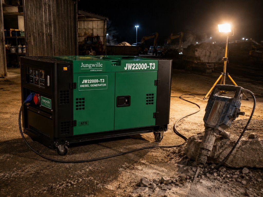 Jungwille JW22000-T3 Dieselgenerator 20,5 kVA, 80% KORTING, Dieselolie, Nieuw, Ophalen of Verzenden, Geluidgedempt