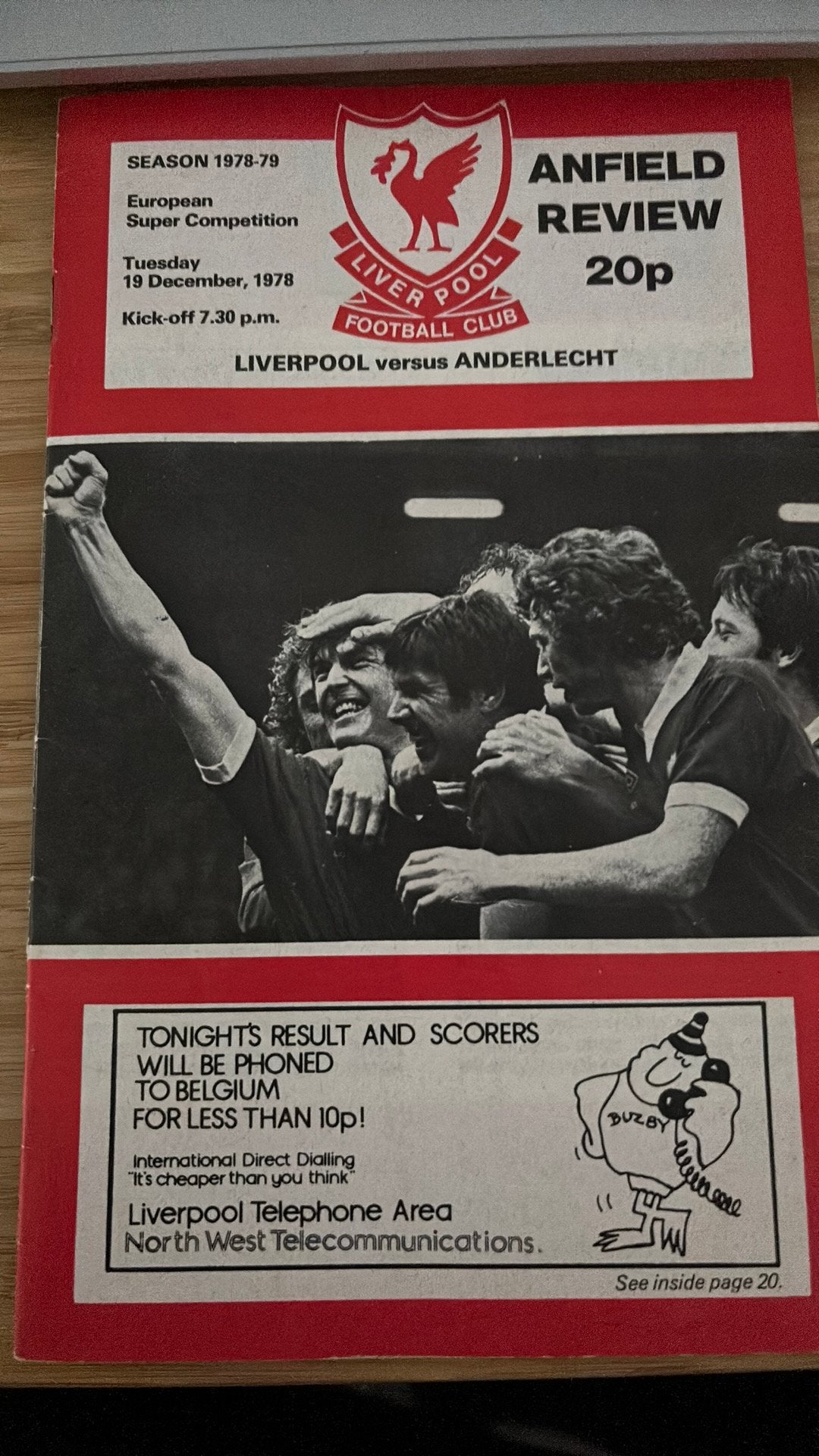 LIVERPOOL-ANDERLECHT 1979 SUPERCUP Programma, Ophalen of Verzenden, Zo goed als nieuw, Buitenlandse clubs, Boek of Tijdschrift