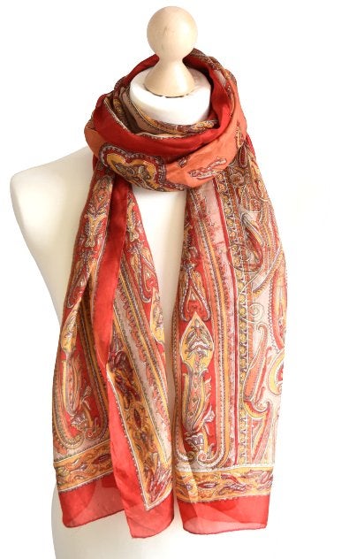 Vintage designer fijn geweven 100% zijden shawl, sjaal, Verzenden, Maat 46/48 (XL) of groter, Zo goed als nieuw, Sjaal