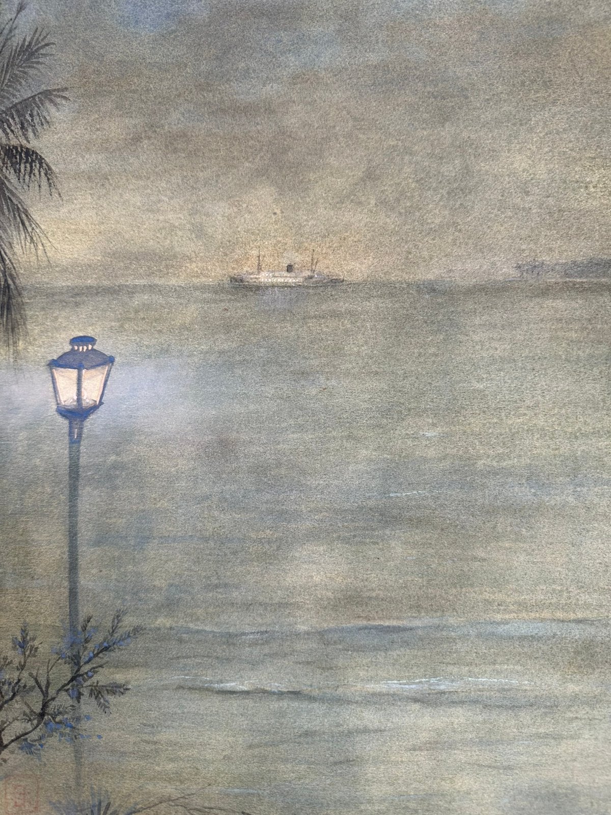 1925 Henri Tieland oude Aquarel scheepvaart 37/49 cm, Ophalen of Verzenden