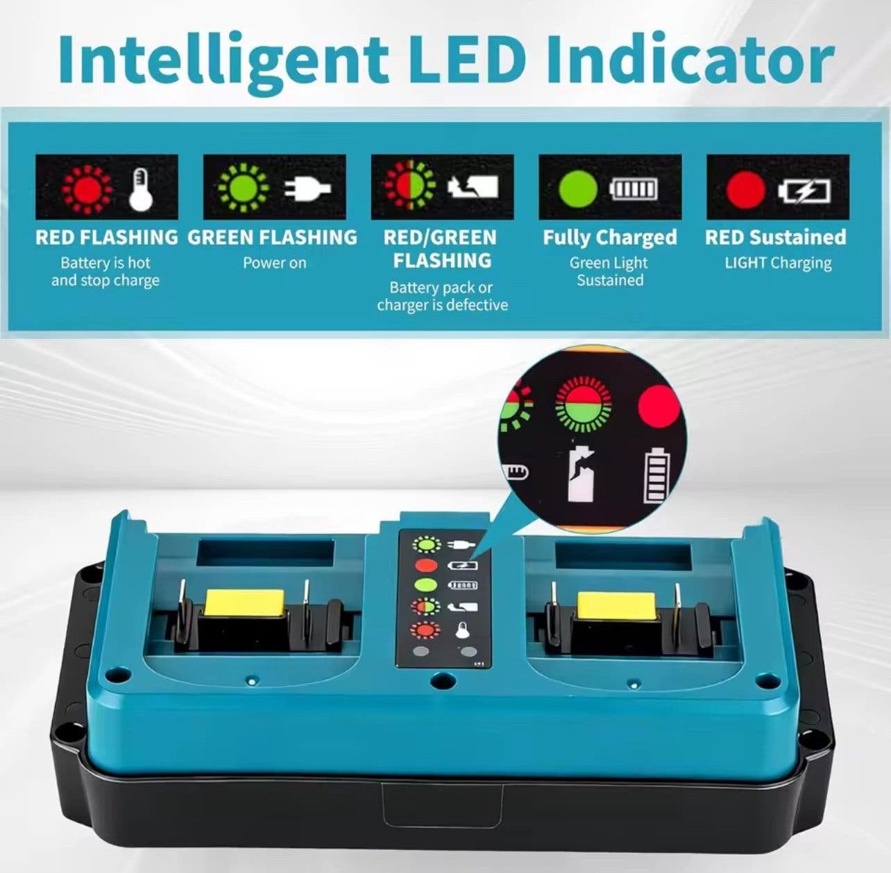 Dubbele Snellader voor Makita 18V Accu met LED, Ophalen of Verzenden, Nieuw