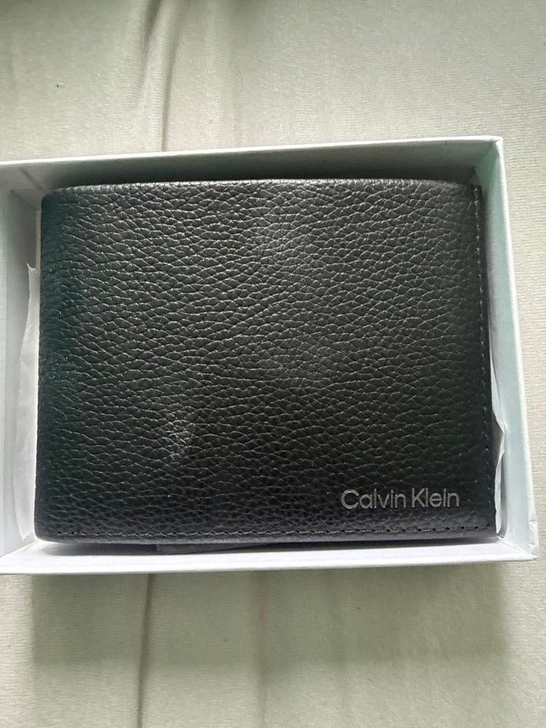 Calvin Klein Heren Portemonnee Zwart Leer RFID Bescherming, Overige merken, Zwart, Nieuw, Ophalen of Verzenden