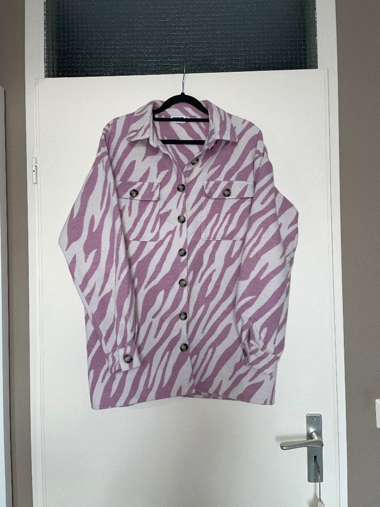 NOISY MAY lila zebra print shacket jas jack mt S, Paars, Ophalen of Verzenden, Zo goed als nieuw, Maat 36 (S)