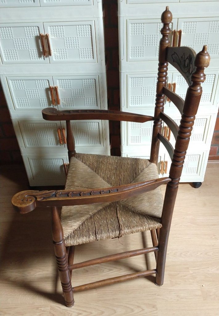 antieke heren knopstoel, eikenhout, volgnr 3, Antiek en Kunst, Ophalen