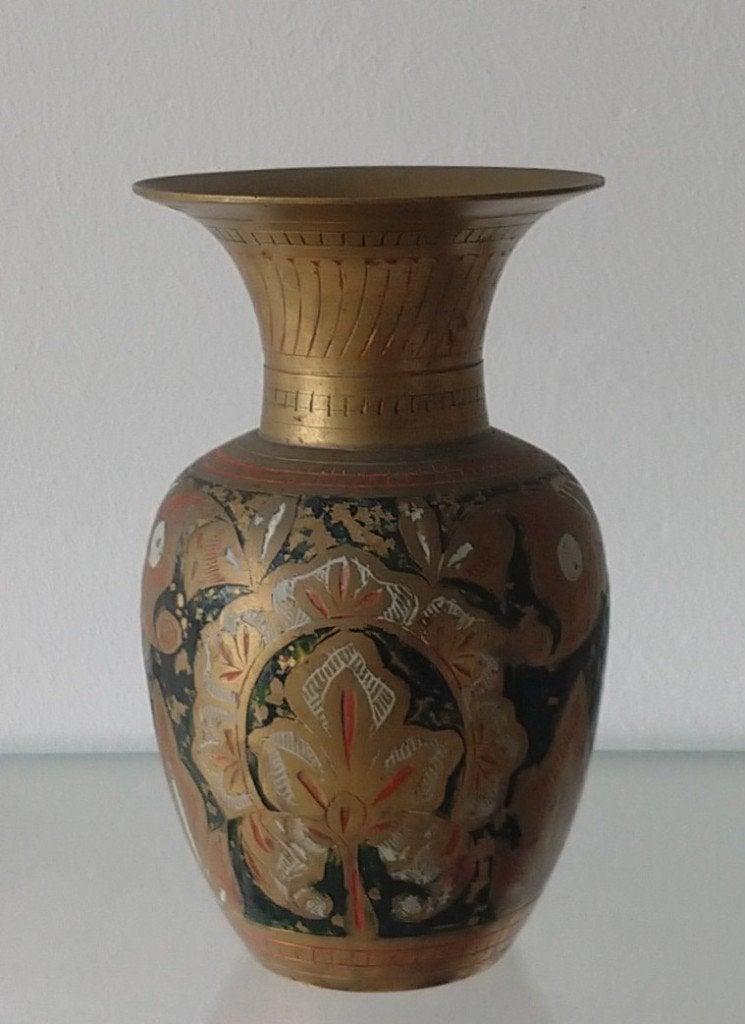 antieke vaas India koper geëtst, volgnr 10, Antiek en Kunst, Ophalen of Verzenden