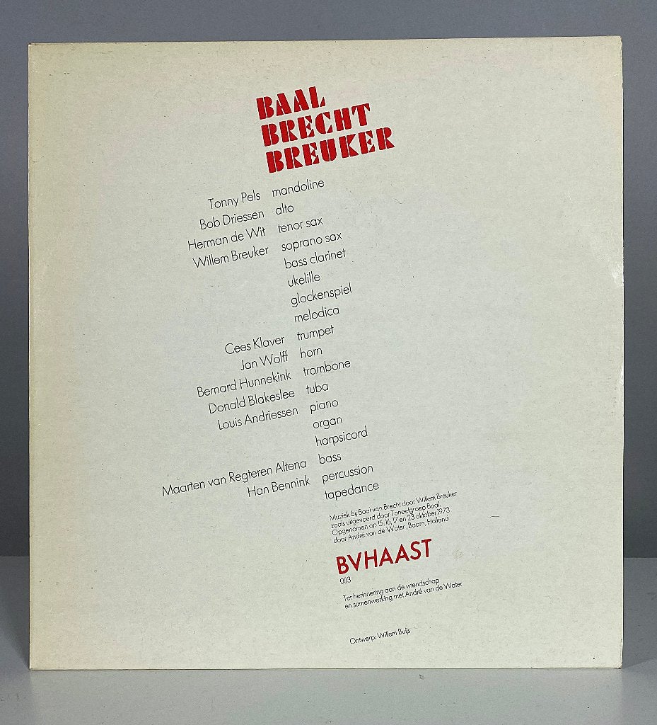 Baal Brecht Breuker LP, Ophalen, LP, Gebruikt, Jazz