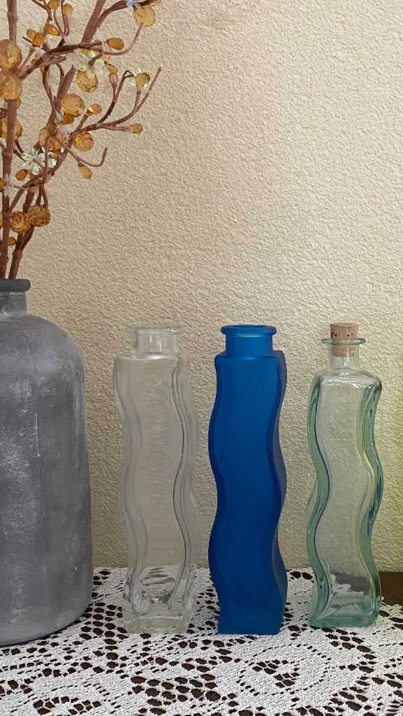 aparte SKÄMT kronkel -wave of golf vaasjes IKEA Sigga Heimis, 21 cm, Blauw, Ophalen of Verzenden, Geschikt voor droogbloemen