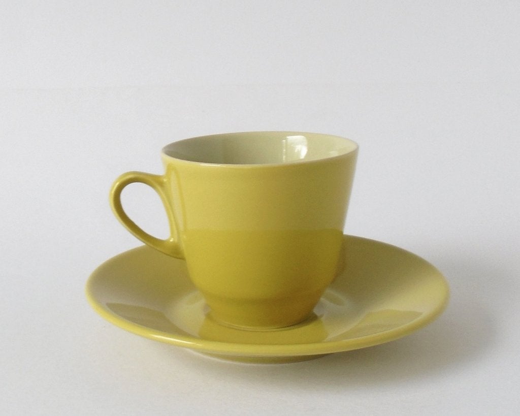 Koffiekop en schotel Jubilant reinetgeel van Fris Edam, Verzenden