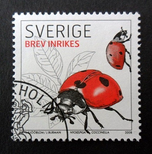 Zweden - insecten - lieveheersbeestje - 2008, Ophalen of Verzenden, Gestempeld, Dier of Natuur