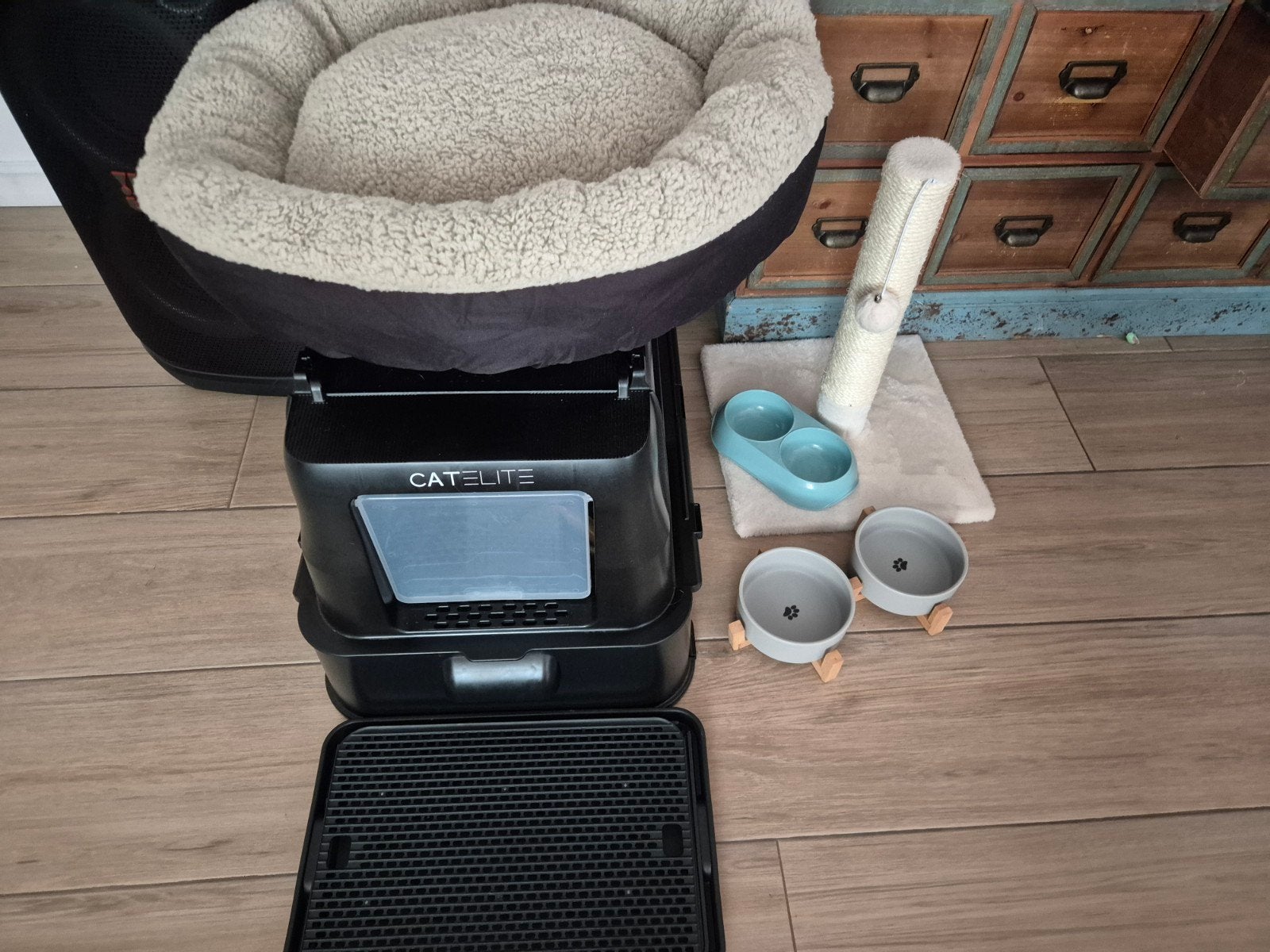 Kattenbak Elite RVS met 4 extra koolstoffilters + extra's, Ophalen, Zo goed als nieuw, Gesloten