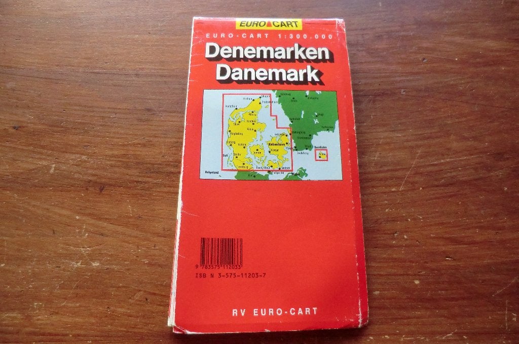 landkaart - Denemarken - euro-cart - 1992 / Kopenhagen, Gelezen, Landkaart, 1800 tot 2000, Europa Overig