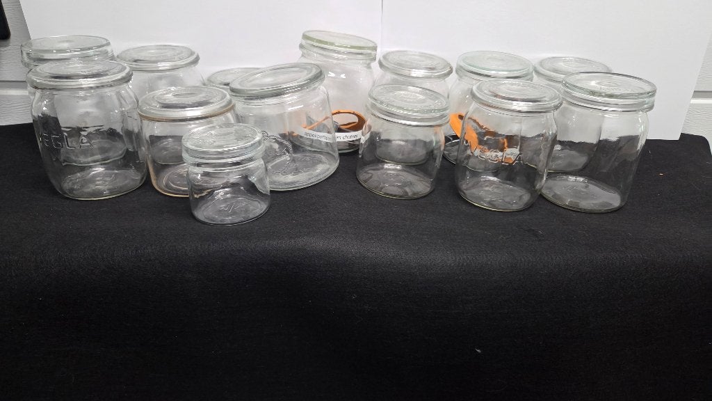 70 antieke originele weckpotten, diverse maten en merken, Huis en Inrichting, Ophalen, Gebruikt, Met deksel, Pot, Bus of Blik
