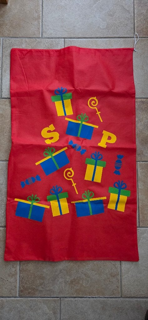 Zak van Sinterklaas met trekkoord - 2 stuks - rood - Sint, Ophalen, Zo goed als nieuw