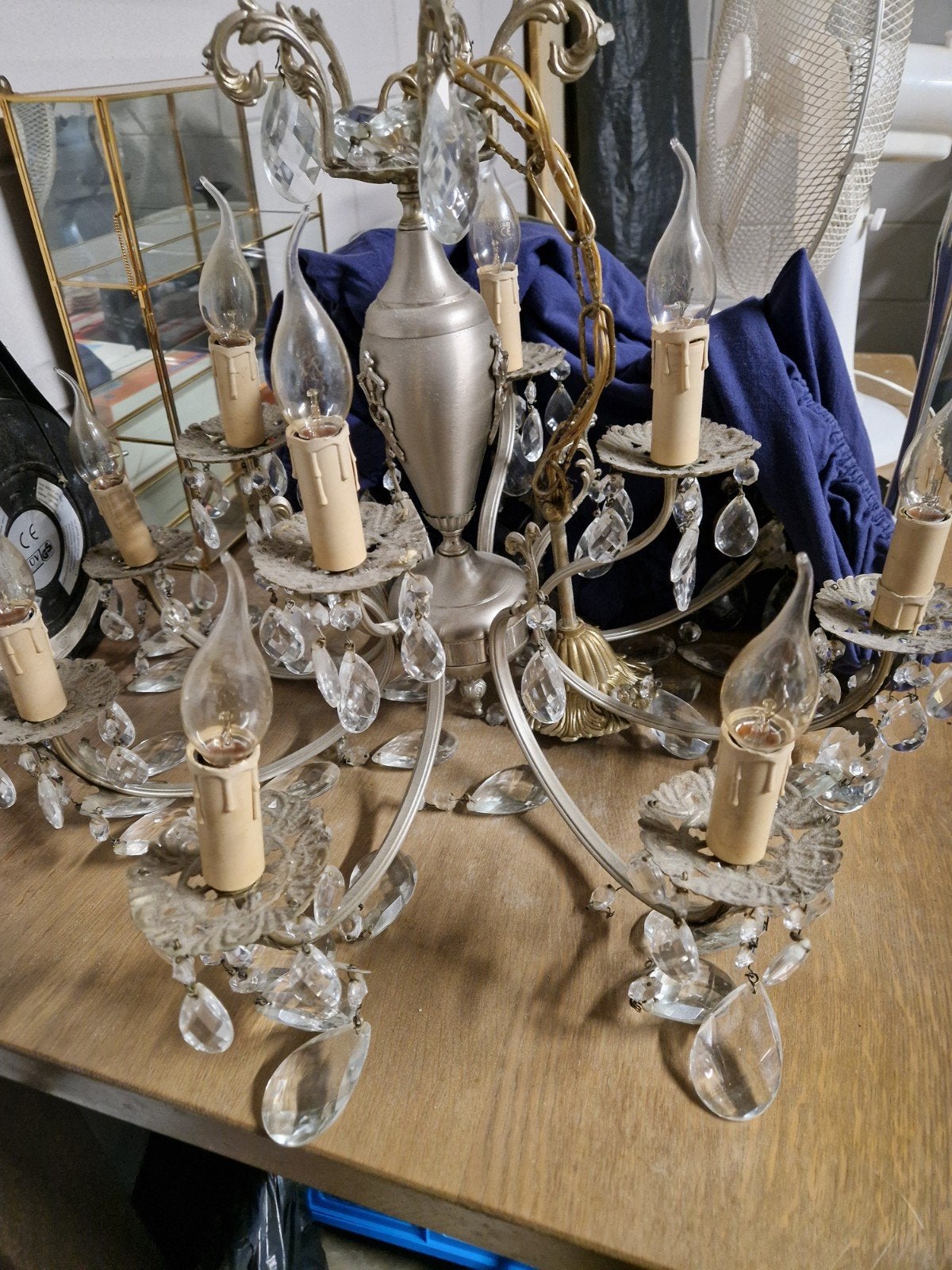 Vintage Kroonluchter met Kristallen, Ophalen