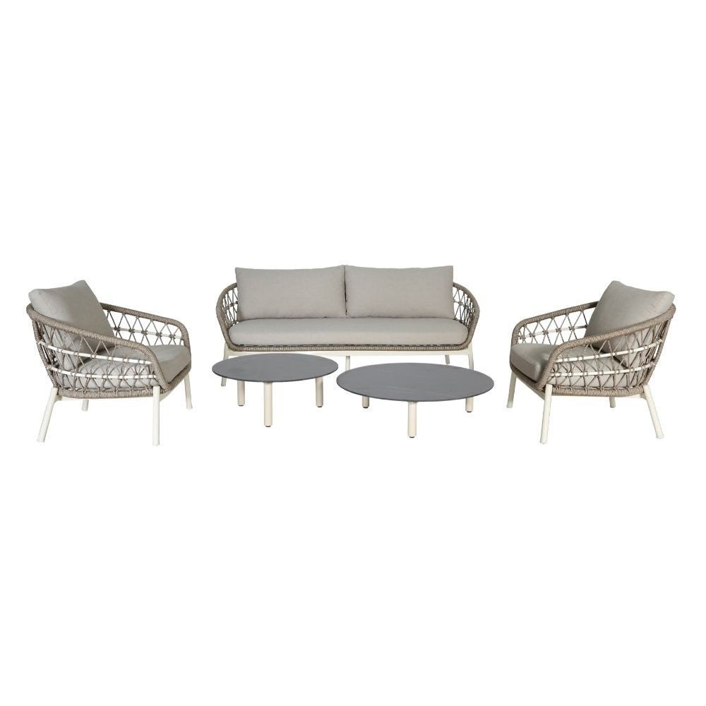 Dakota stoel-bank  bank ietsje scheef valt niet op, Ophalen, 5 zitplaatsen, LUX Outdoor living, Aluminium