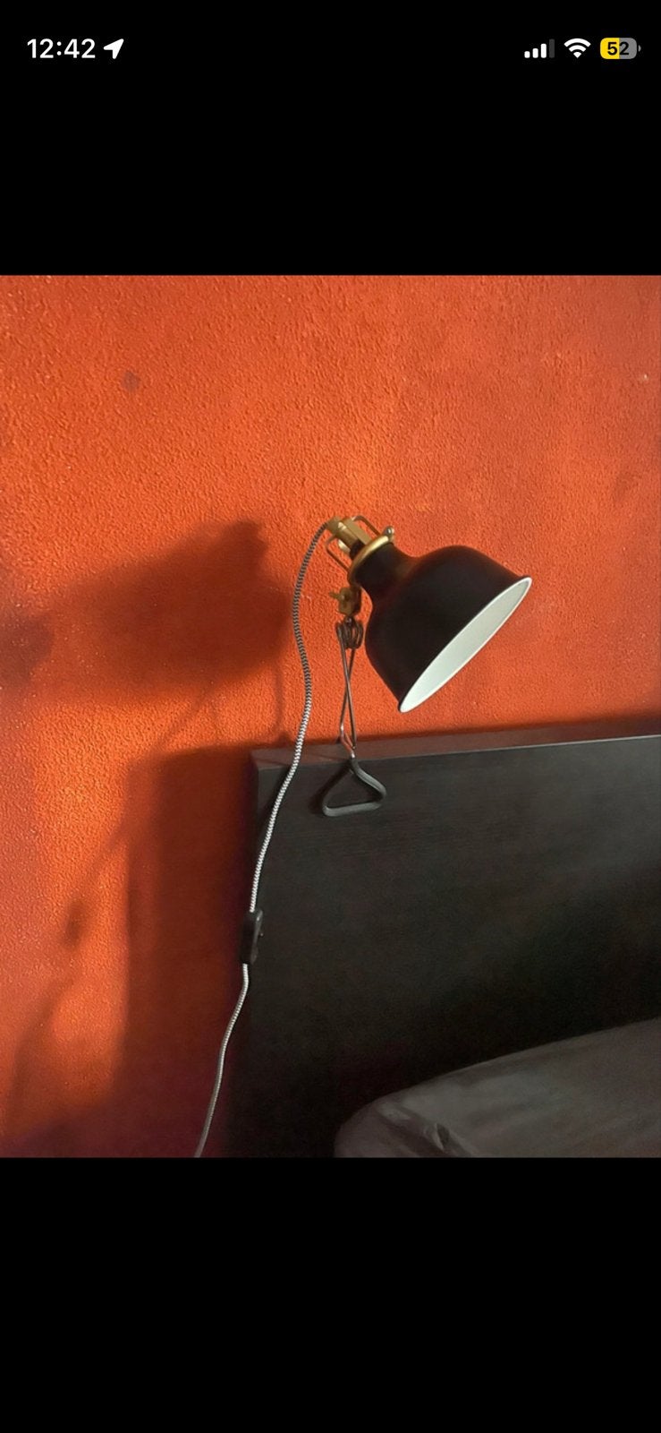 Zwarte bedlamp met klem - ideaal voor lezen, Metaal, Gebruikt, Zwart, Ophalen of Verzenden