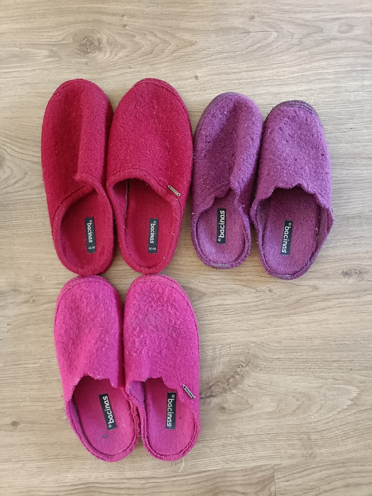 3 paar Bacinas wollen vilten pantoffels met rubberen zool,, Ophalen of Verzenden, Pantoffels of Sloffen, Bacinas, Gedragen