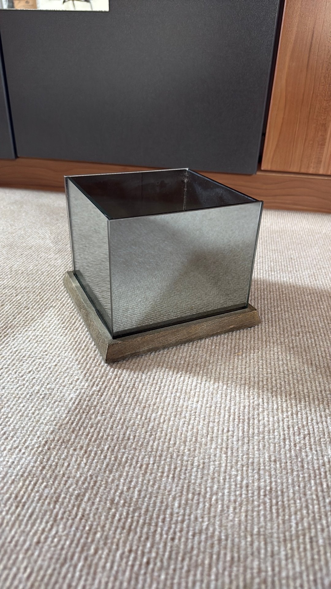 Spiegelglas kaarsenhouder, Ophalen of Verzenden, Zo goed als nieuw