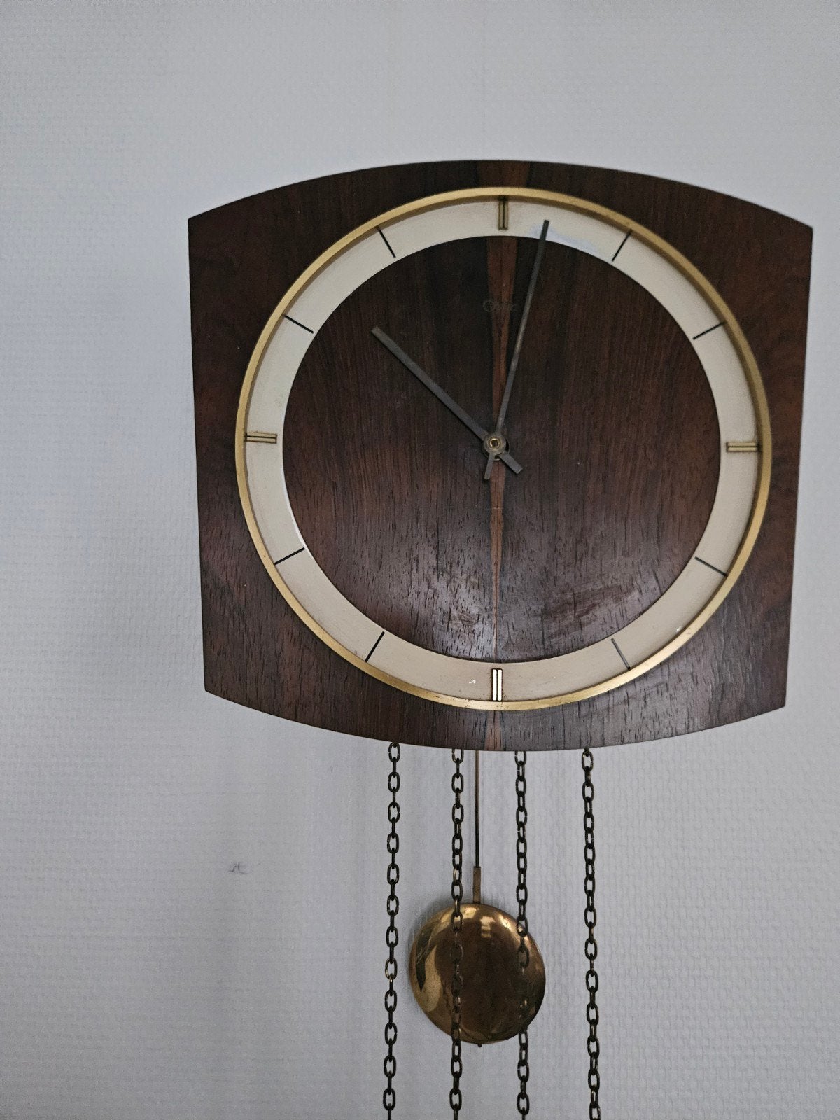 Vintage Orfac wandklok met kettingen en gewichten, Ophalen of Verzenden