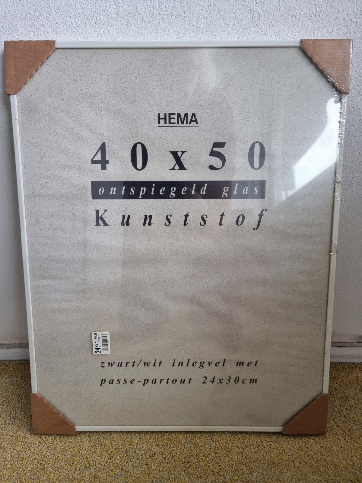 Hema fotolijst 40x50 cm met ontspiegeld glas + passe-partout, Ophalen, Kunststof, Met glas, Nieuw