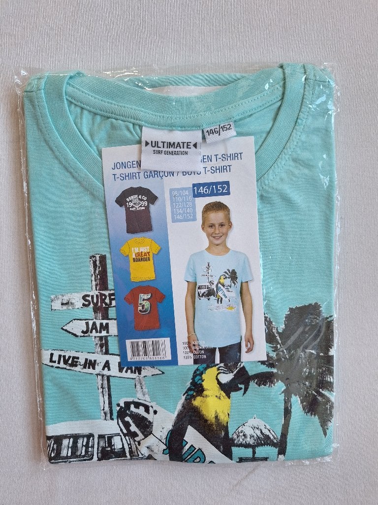 Nieuw lichtblauw T-shirt vw spijlbus 146 /152, Ophalen of Verzenden, Nieuw, Jongen of Meisje, Shirt of Longsleeve