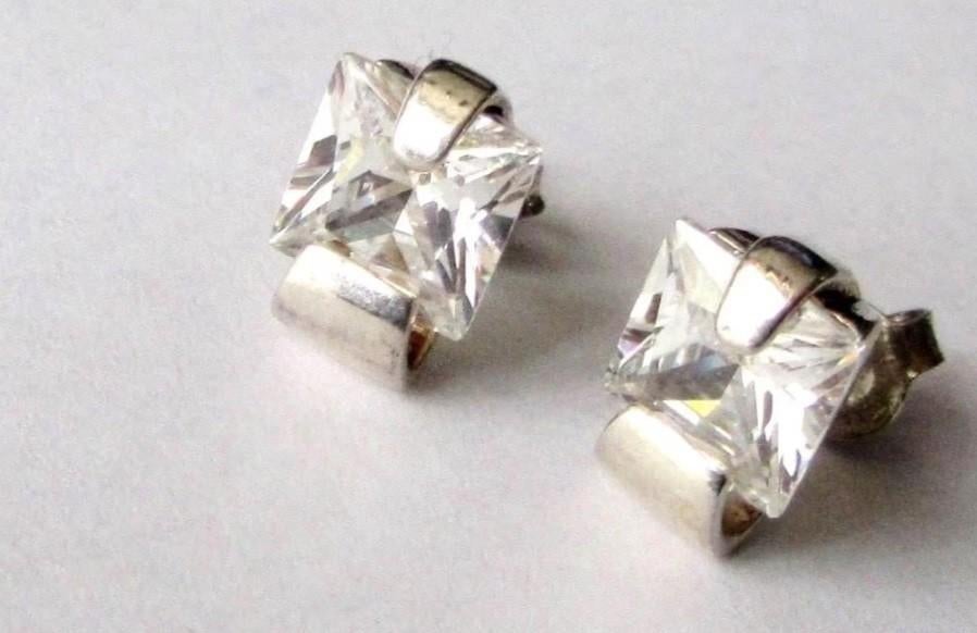 925 Zilveren oorbellen oorstekers met grote zirconia's, Ophalen, Zilver, Oorbellen, Met edelsteen