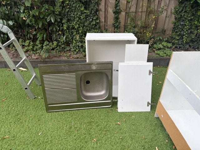 keukenblok wit met bovenkast 80cm breed, Huis en Inrichting, Ophalen, Gebruikt, Wit, Enkelwandige keuken
