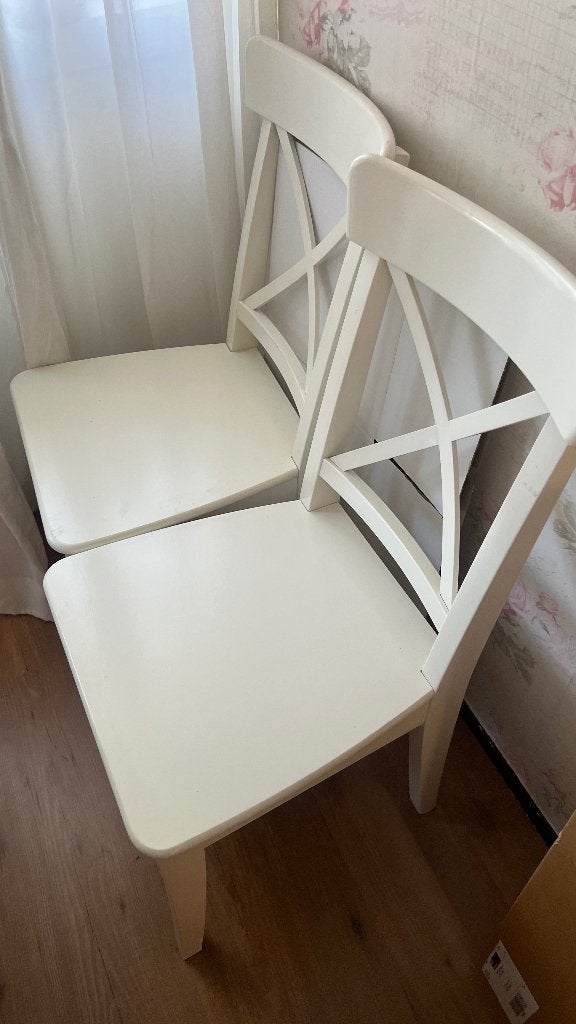 IKEA eetkamer stoelen wit, Ophalen, Zo goed als nieuw, Wit, Vijf, Zes of meer stoelen