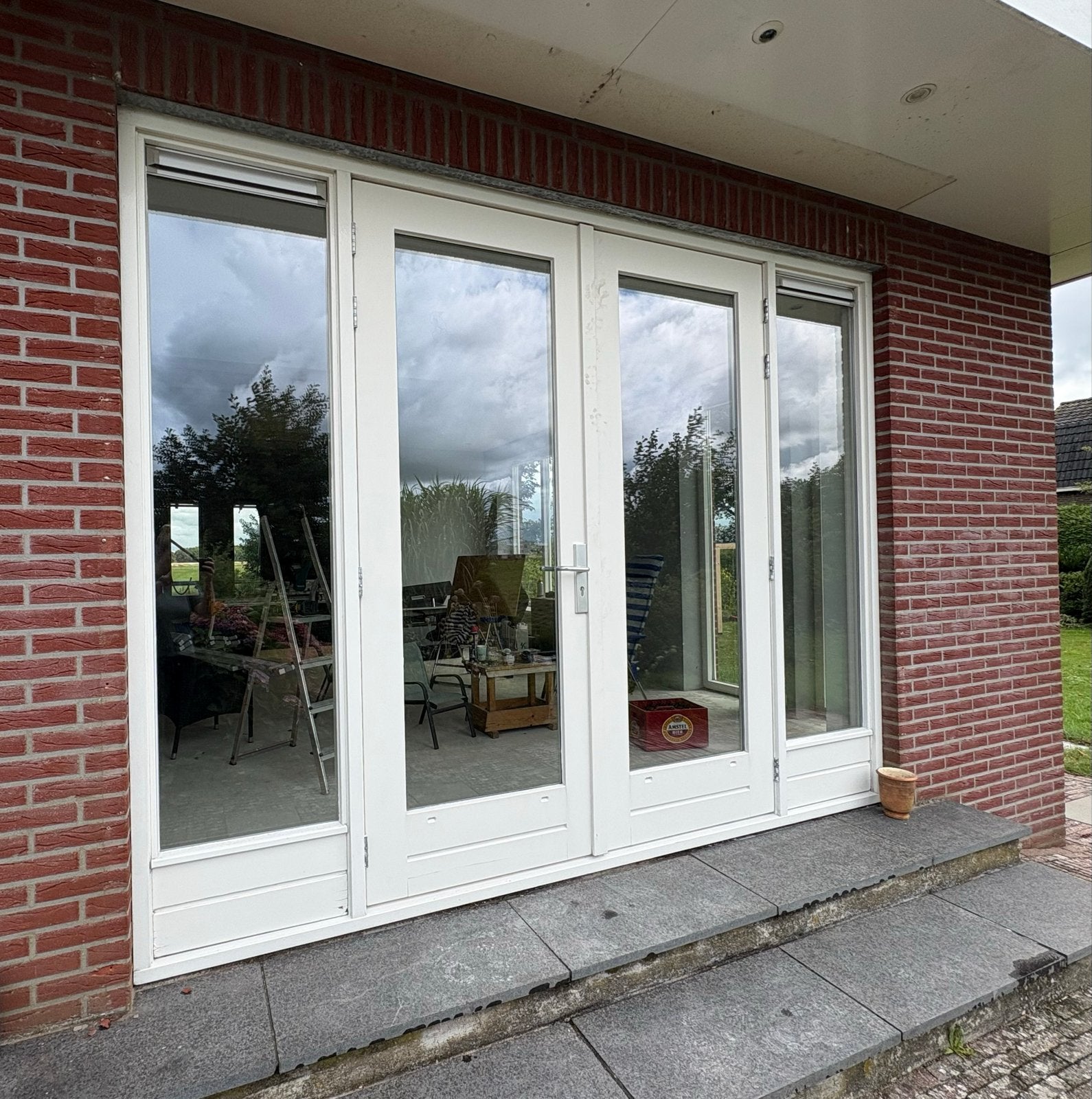 Dubbele tuindeuren met zijlichten, Ophalen, Gebruikt, Buitendeur, Hout