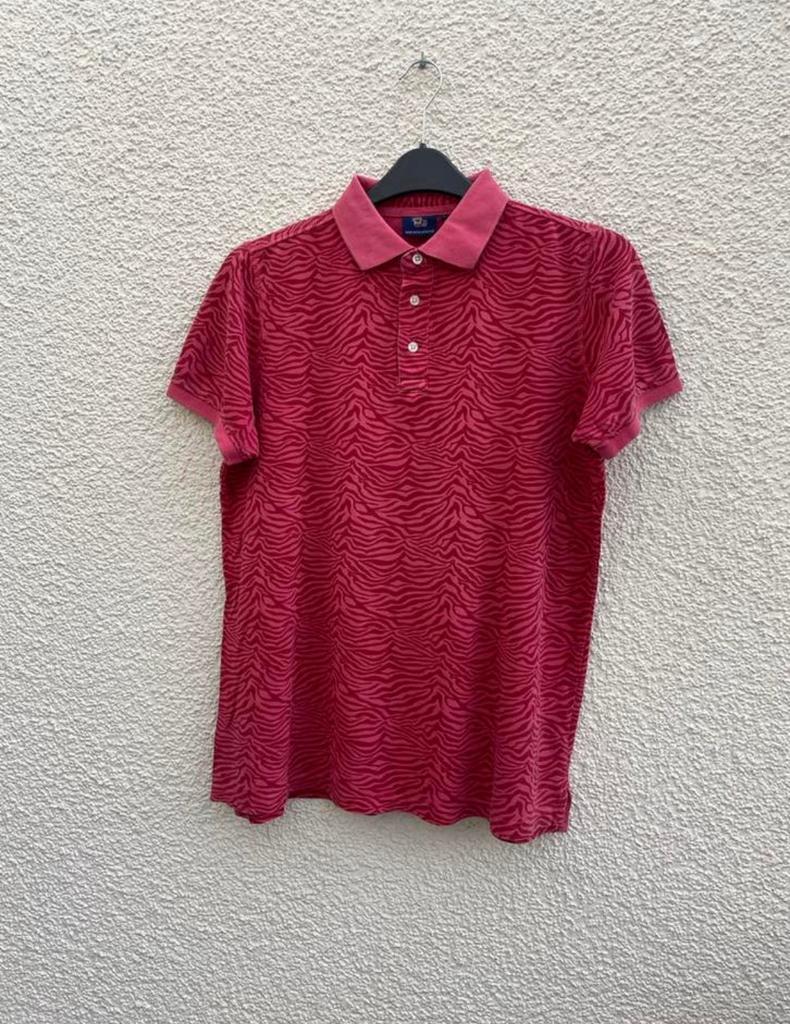 Born With Appetite Polo Shirt - Roze Zebraprint Maat L, Kleding | Heren, Ophalen of Verzenden, Zo goed als nieuw, Maat 52/54 (L)