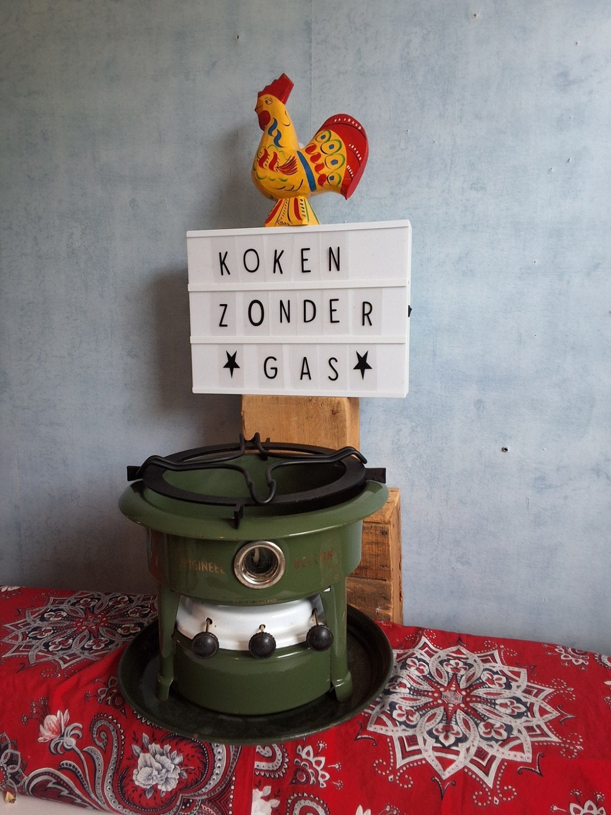 👌mooi compl. weinig gebruikt Hollands foto2 oliestel  5 f., Antiek en Kunst, Antiek | Emaille, Ophalen of Verzenden