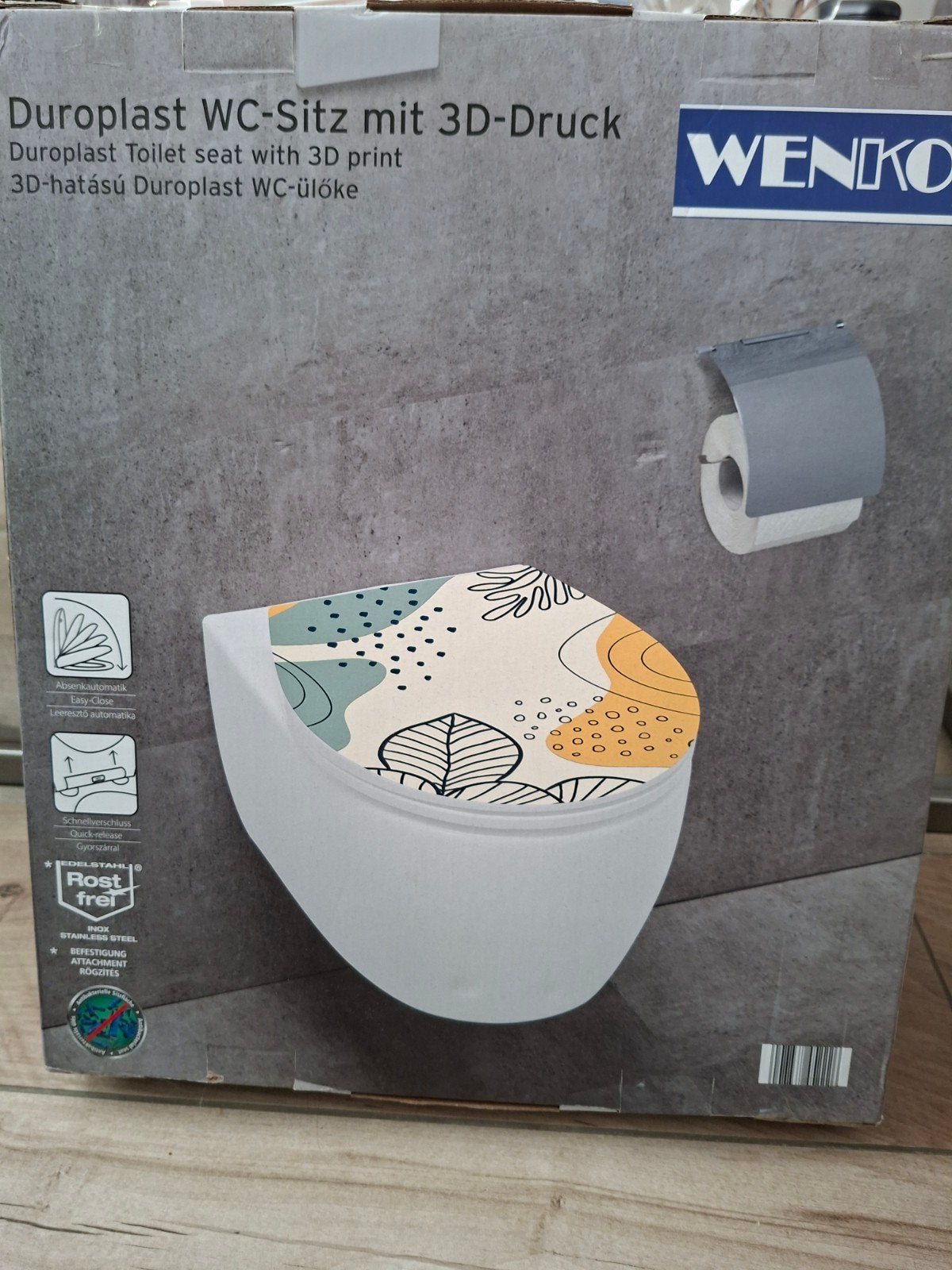 Wenko Duropast WC-bril met 3D-print en softclose - Nieuw, Ophalen, Nieuw