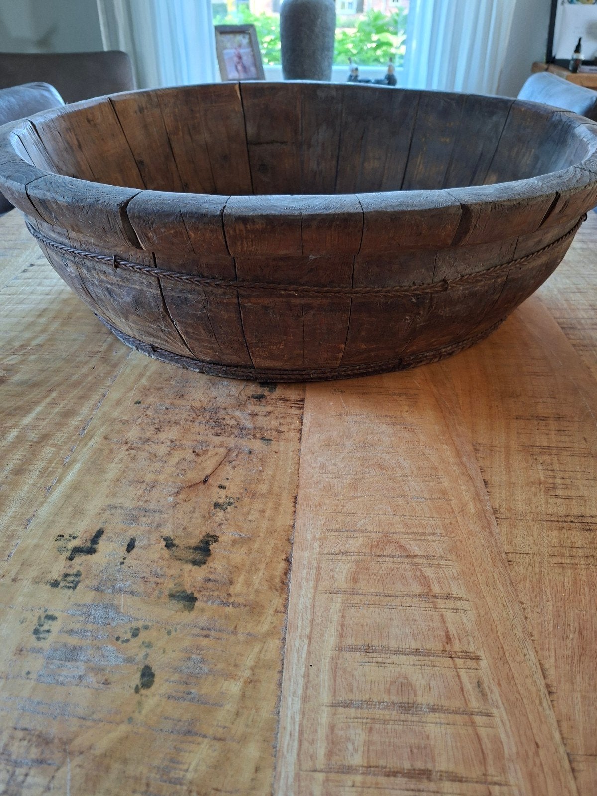Antieke houten olijfbak - 66 cm, Ophalen