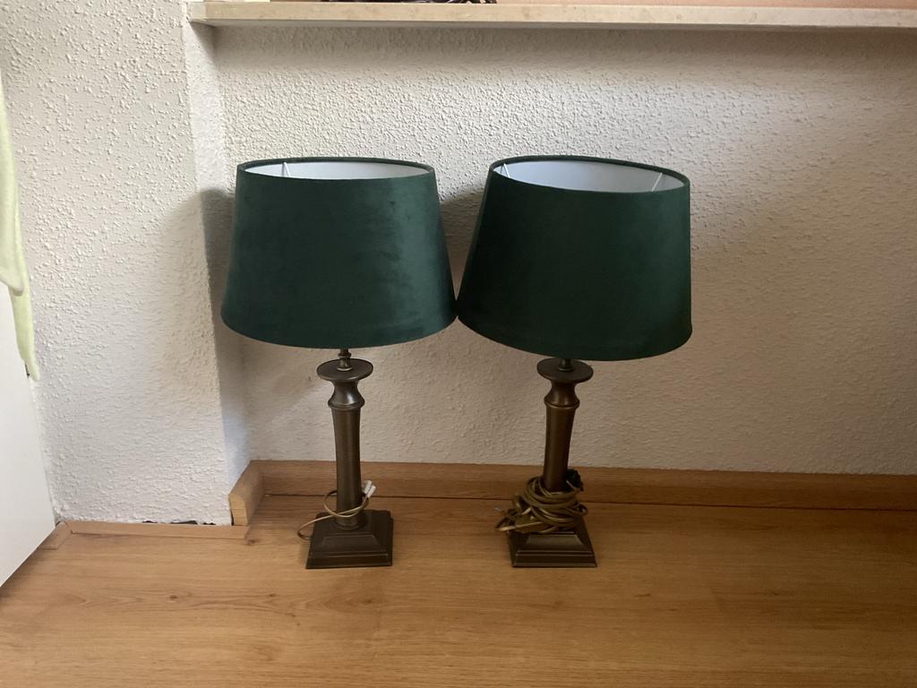 Schermerlampen met groene kappen, Ophalen of Verzenden, Koper of Brons