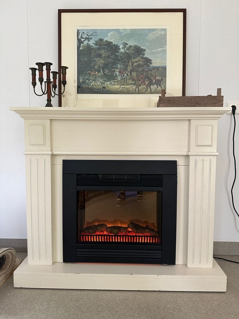 Klassieke elektrische sfeerhaard met schouw, Huis en Inrichting, Haarden, Ophalen, Zo goed als nieuw, Vrijstaande haard, Elektrische haard
