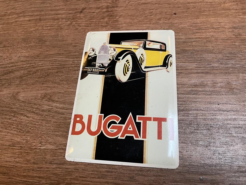 Bugatti bordje metaal vintage, Verzamelen, Ophalen of Verzenden, Nieuw, Auto's