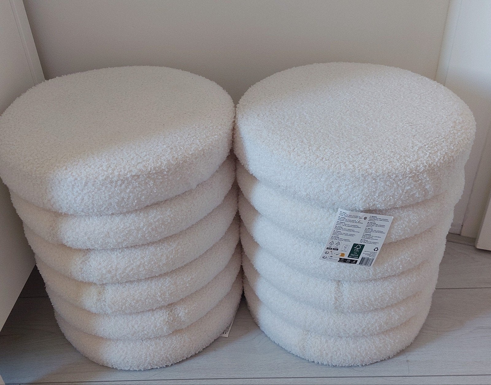 2 Witte Teddy Poefen  NIEUW!, Ophalen, Minder dan 50 cm, Rond, Zo goed als nieuw