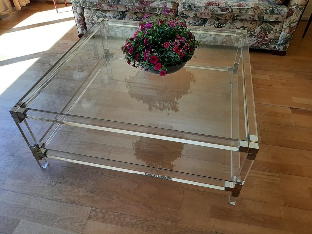 Glazen Kunststof Salontafel 100x100x40 cm, Ophalen of Verzenden