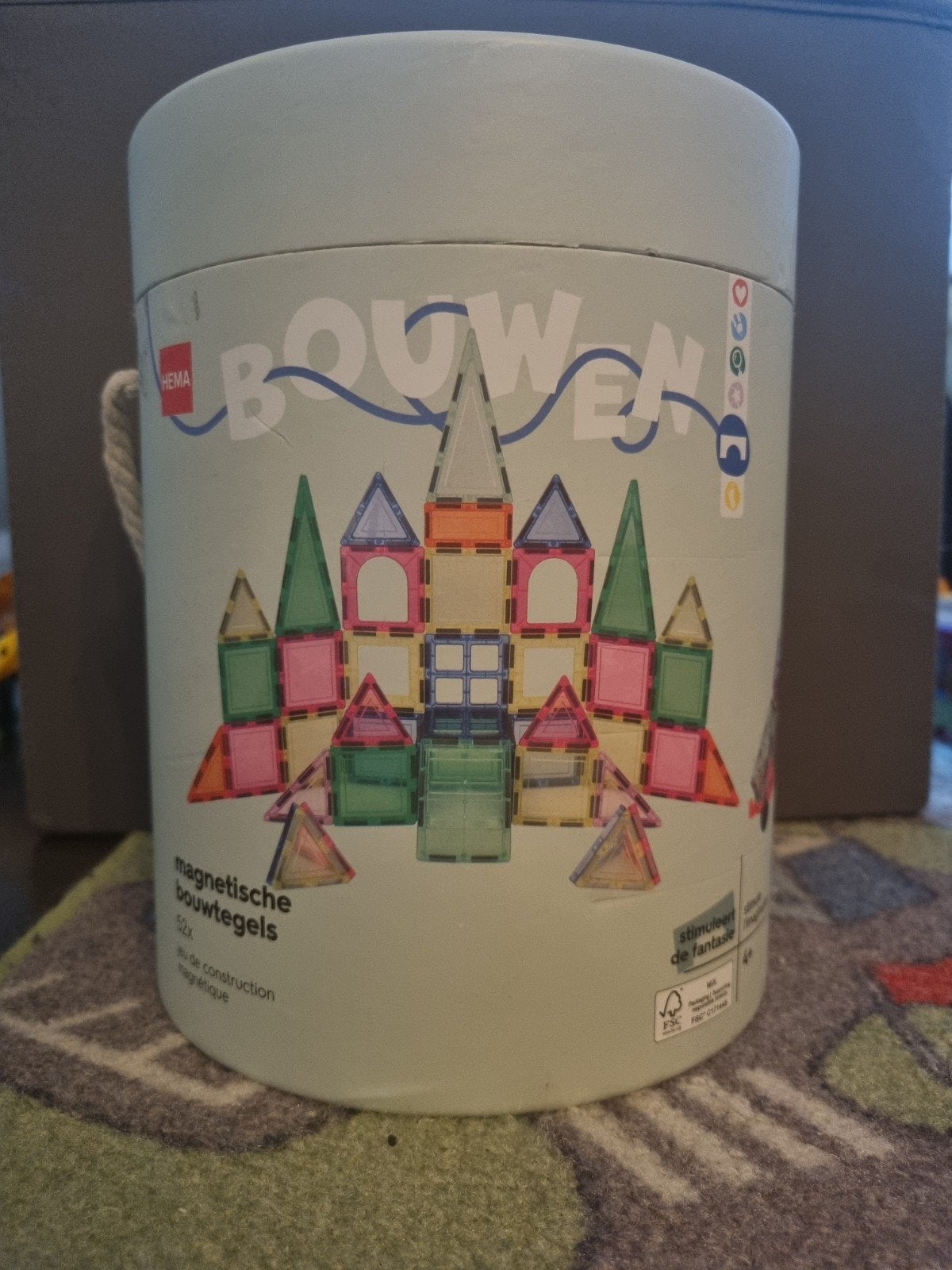 HEMA Magnetische Bouwtegels 52x - Stimuleert Fantasie, Kinderen en Baby's, Speelgoed | Bouwstenen, Ophalen of Verzenden, Zo goed als nieuw