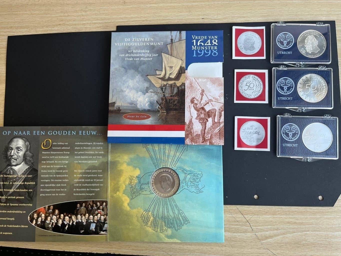 BEATRIX 1984-1987- 1989-1998 FDC  FOTO/ADV, Postzegels en Munten, Munten | Nederland, Koningin Beatrix, Zilver, 50 gulden, Verzenden