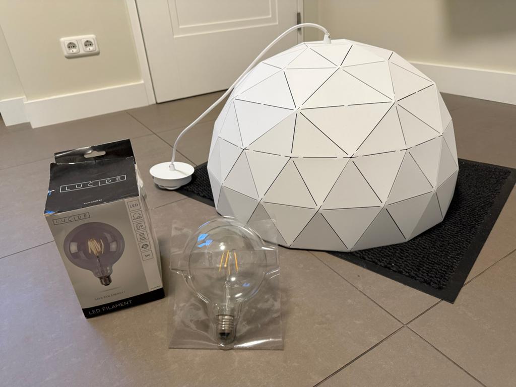Lucide 21409/60/31 - Hanglamp OTONA 1xE27/60W/230V wit, Huis en Inrichting, Lampen | Hanglampen, Ophalen of Verzenden, Zo goed als nieuw