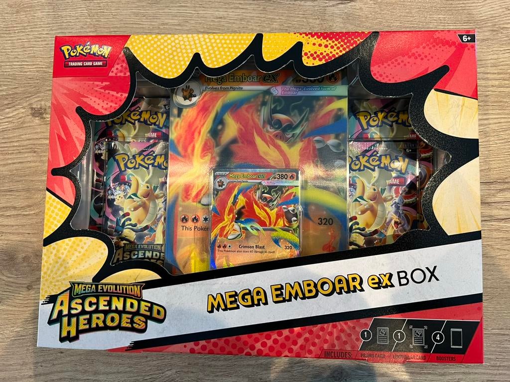 Pokémon Ascended Heroes Mega Emboar ex Box, Ophalen of Verzenden, Zo goed als nieuw, Overige typen